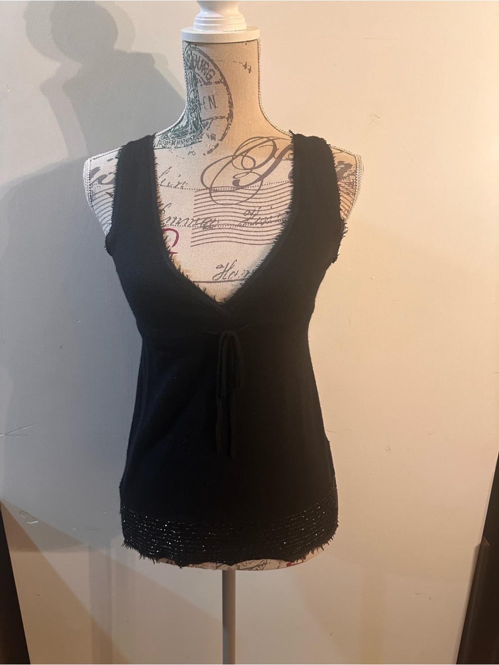 J. Crew Black V-Neck Tie-Front Knit Tank